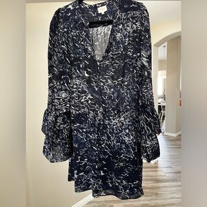 Parker Long Sleeve Silk Mini Dress L